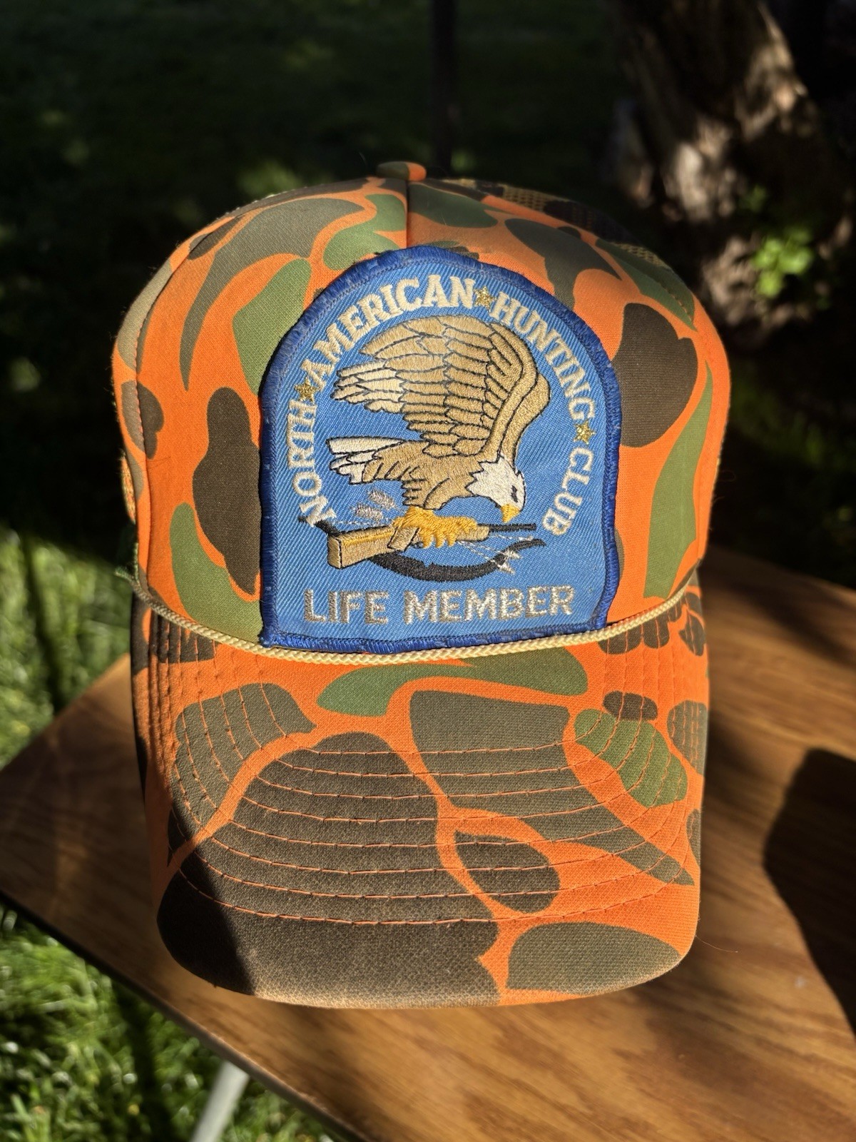 Vintage Otto North American Hunting Club Life Member Orange Camo Trucker Hat