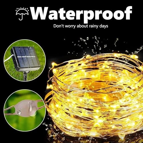 Solar Fairy Lights, 2-Pack Total 80FT 240LED Solar String 2*120LED Warm White