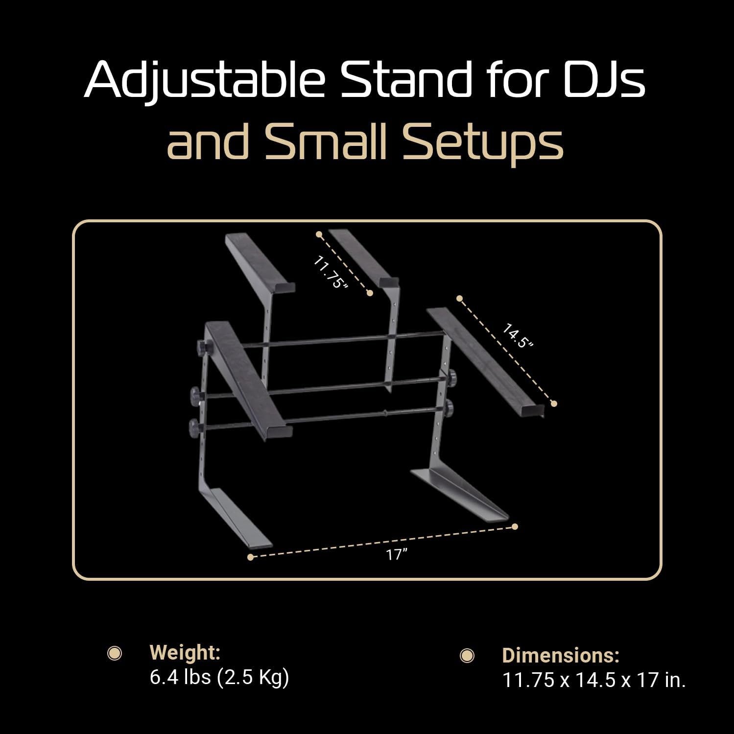 Adjustable DJ Controller Stand, Rubber Padding