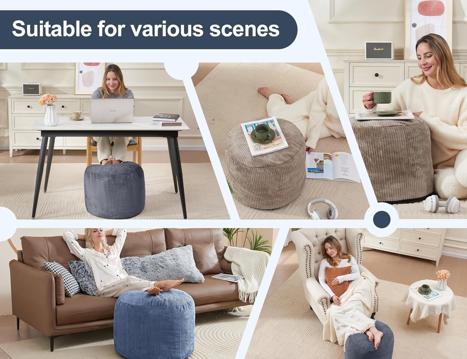 Pouf Ottoman Foot Stools Ottoman W/ Foam Small Corduroy Ottomans Living Room