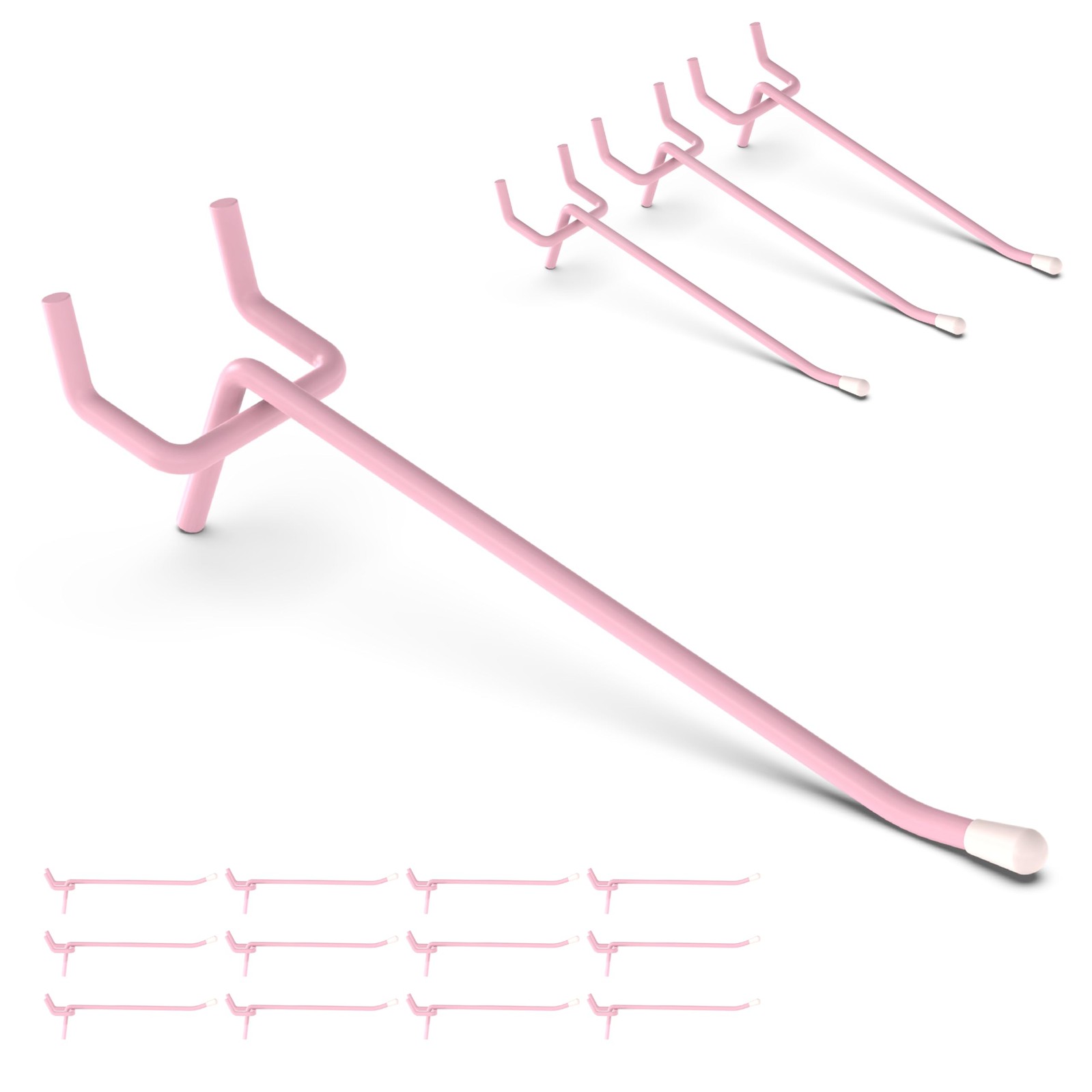 50 PC 4 Inch Pink Peg Board Hooks for 1/4" or 1/8" Pegboard Organizer