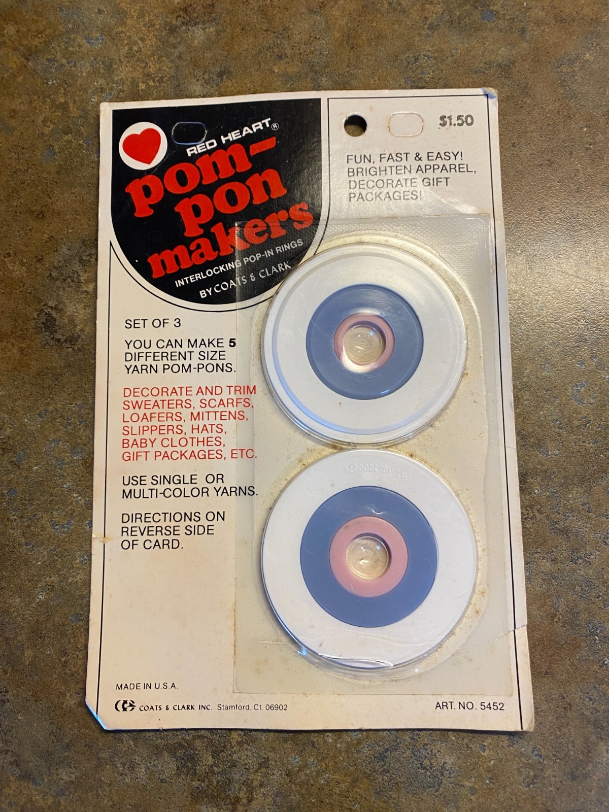 VTG New in Package! 1960s Pom-Pon Makers. Set of 3.Made by Coats&Clark/Red Heart