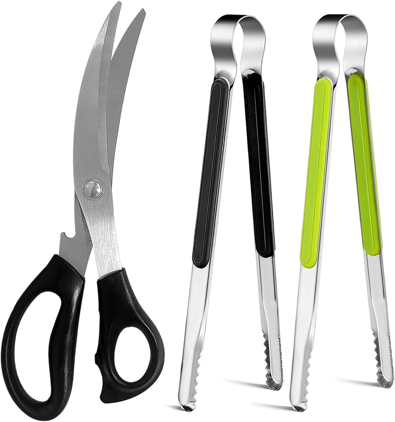 Kitchen Scissors, Korean Barbecue Sheras and Tongs Set,Kitchen Scissors for Meat