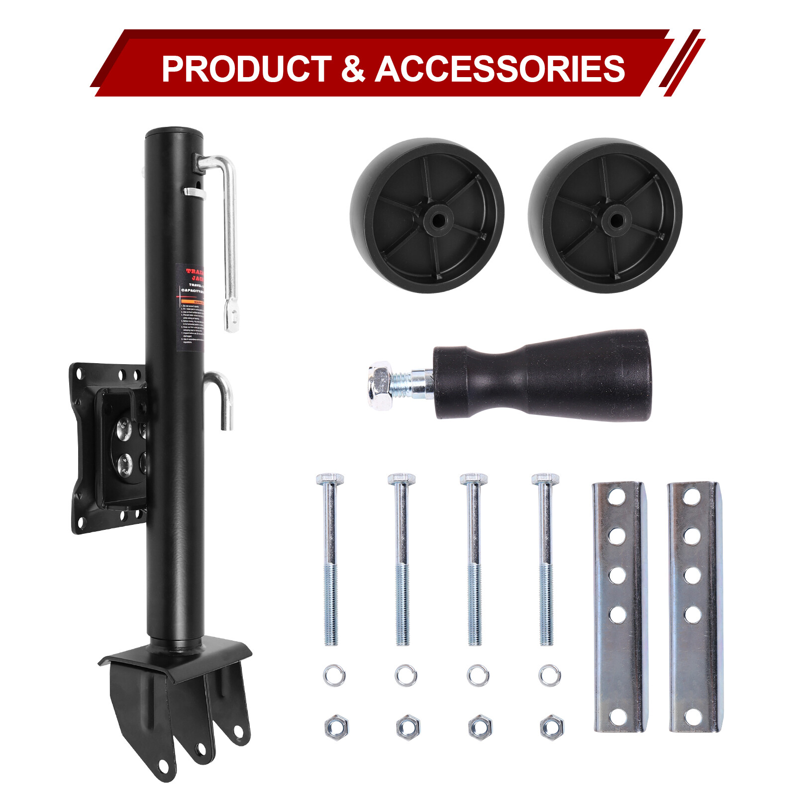 Swivel Bolt on Boat Trailer Jack Stand Dual Wheel 2000 lbs 12"Lift RV Utility