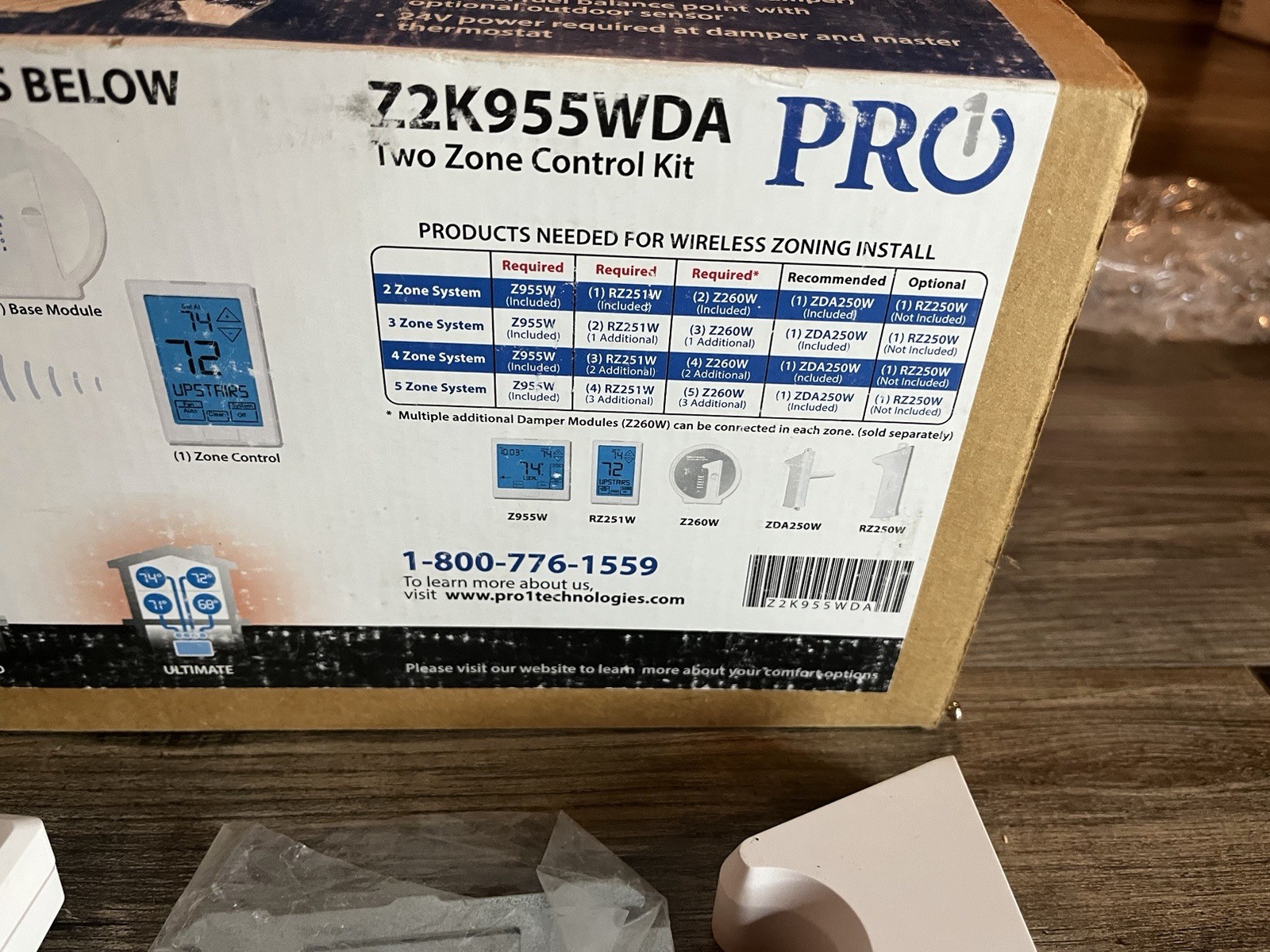 Pro1 Z2K955WDA Universal Two Zone Thermostat Control Kit Untested