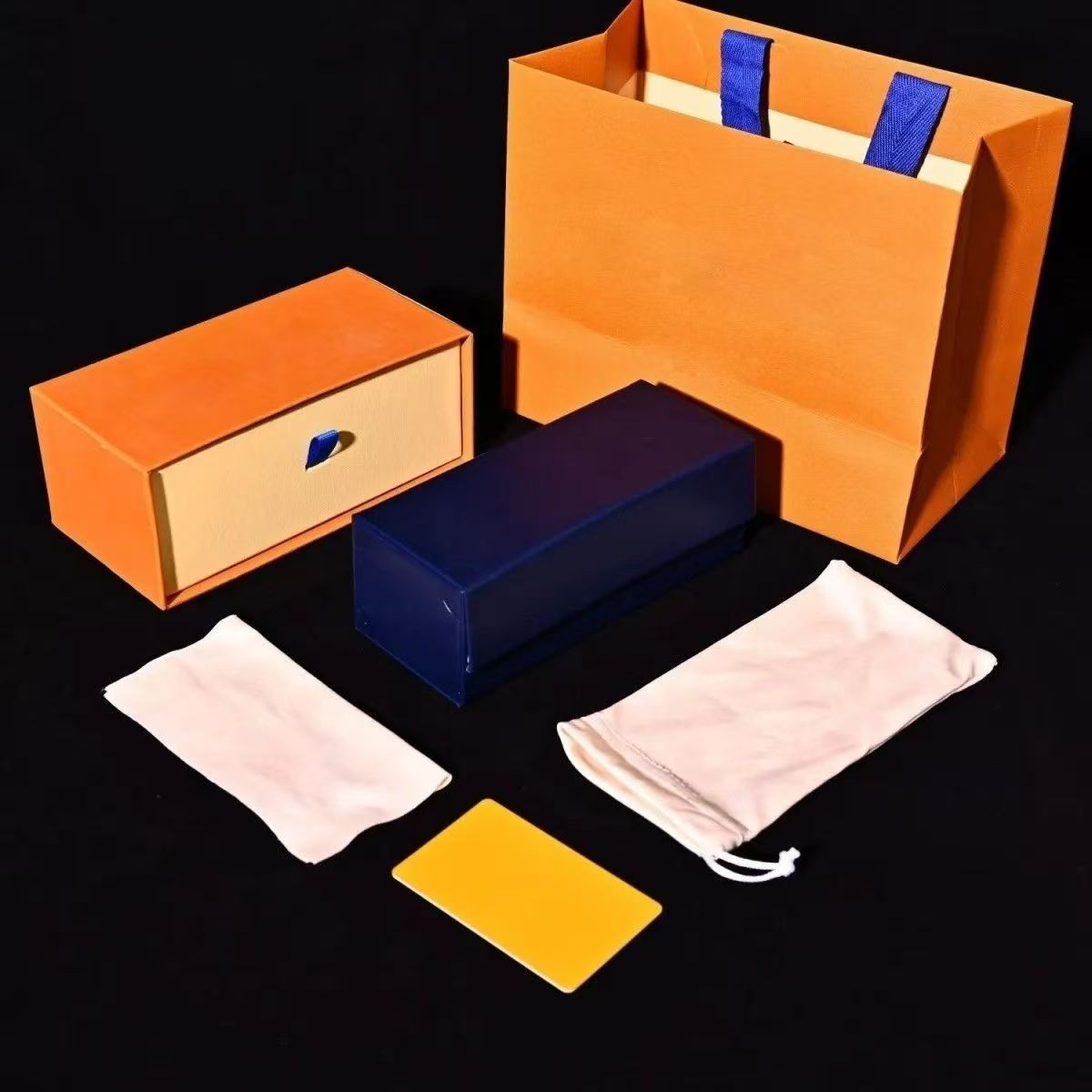 LOUIS VUITTON Empty Sunglasses Case +Outer Case +Magnetic Navy Blue Box+ Bag!