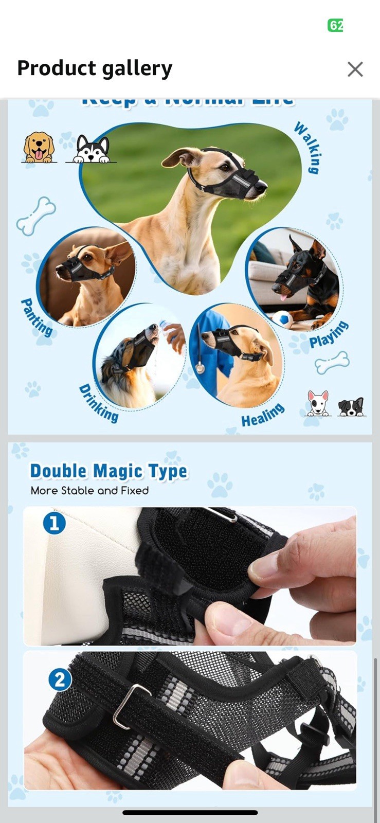 Nobleza Dog Muzzles, Breathable Adjustable Humane Mesh Dog Muzzle for Biting
