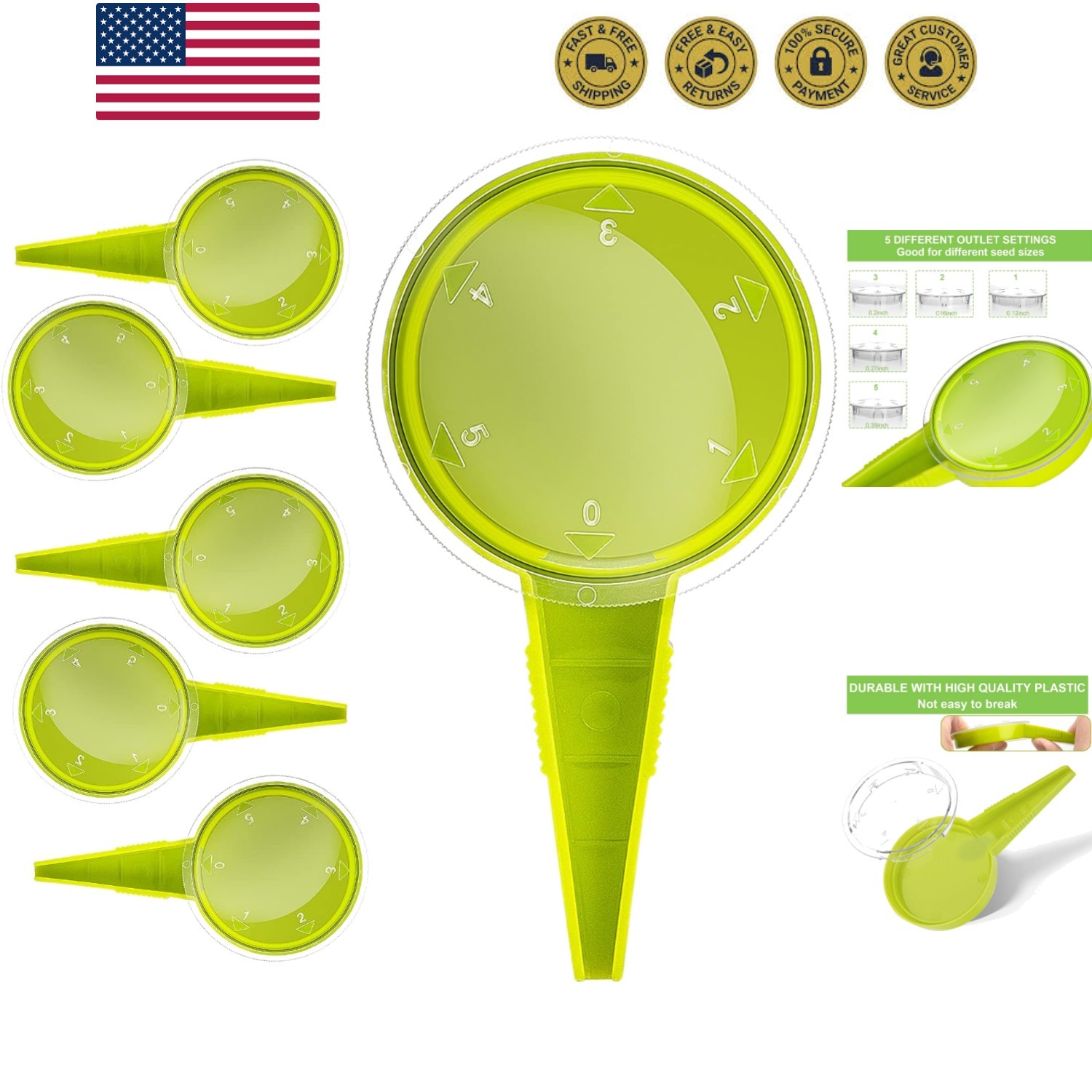 Sowing Seed Dispenser Hand Tool, 6 Pack Handheld Garden Seeder Sower Planter ...