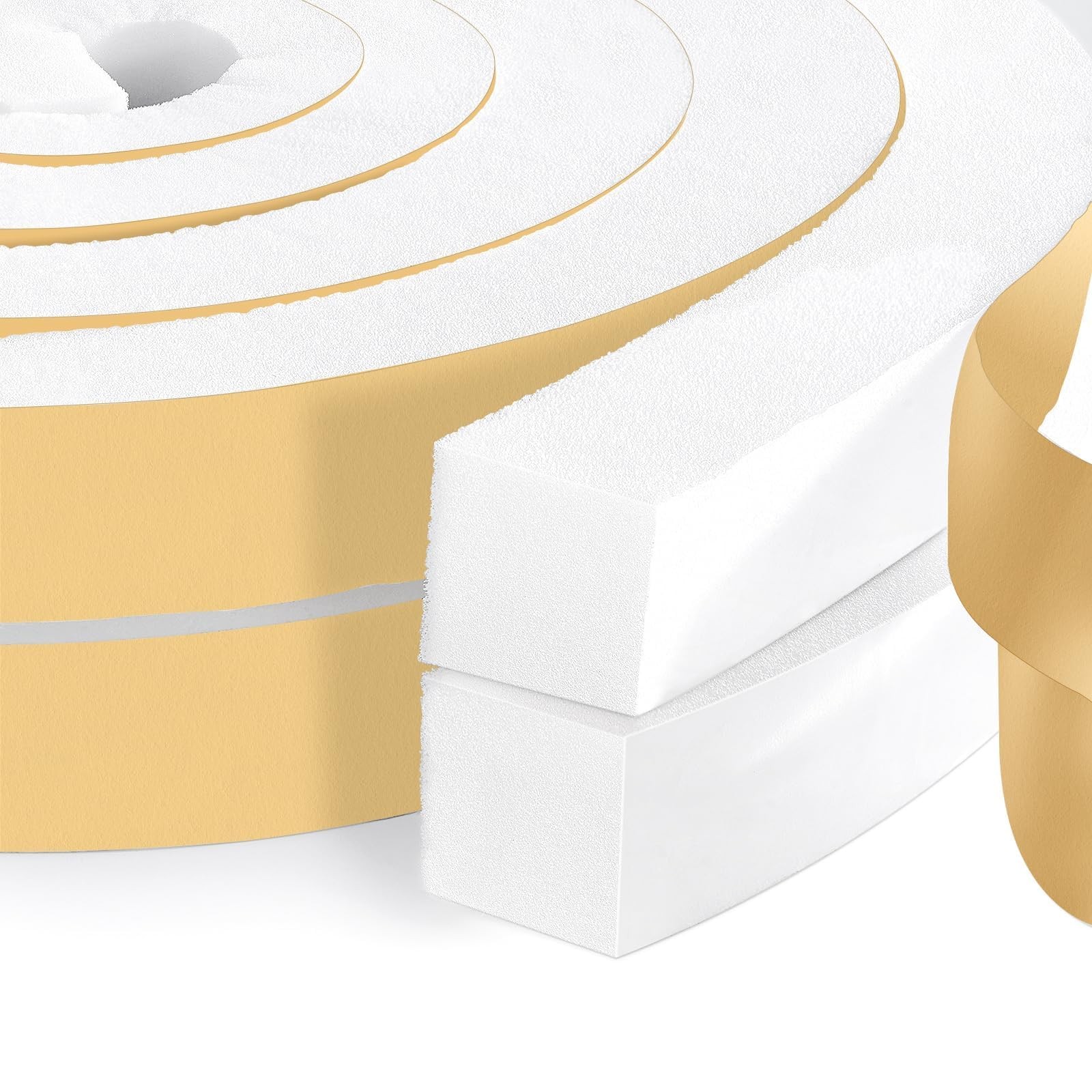 High Density Foam Tape 1 inch wide x 1 thick x 6.5ft x 2 rolls, White