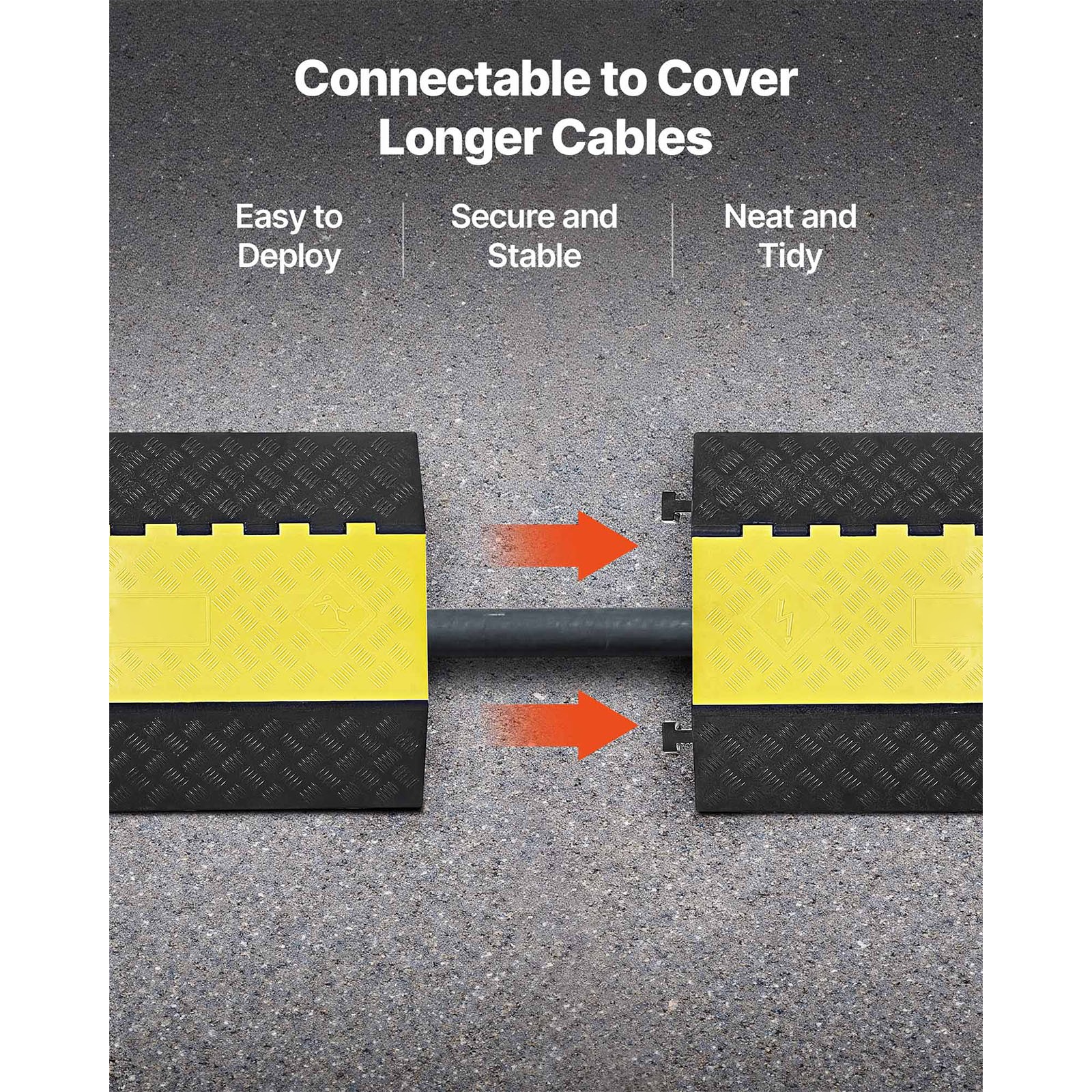 Uimoso Rubber Cable Ramp with 2 Channels, 22000 lbs Axle Load Capacity