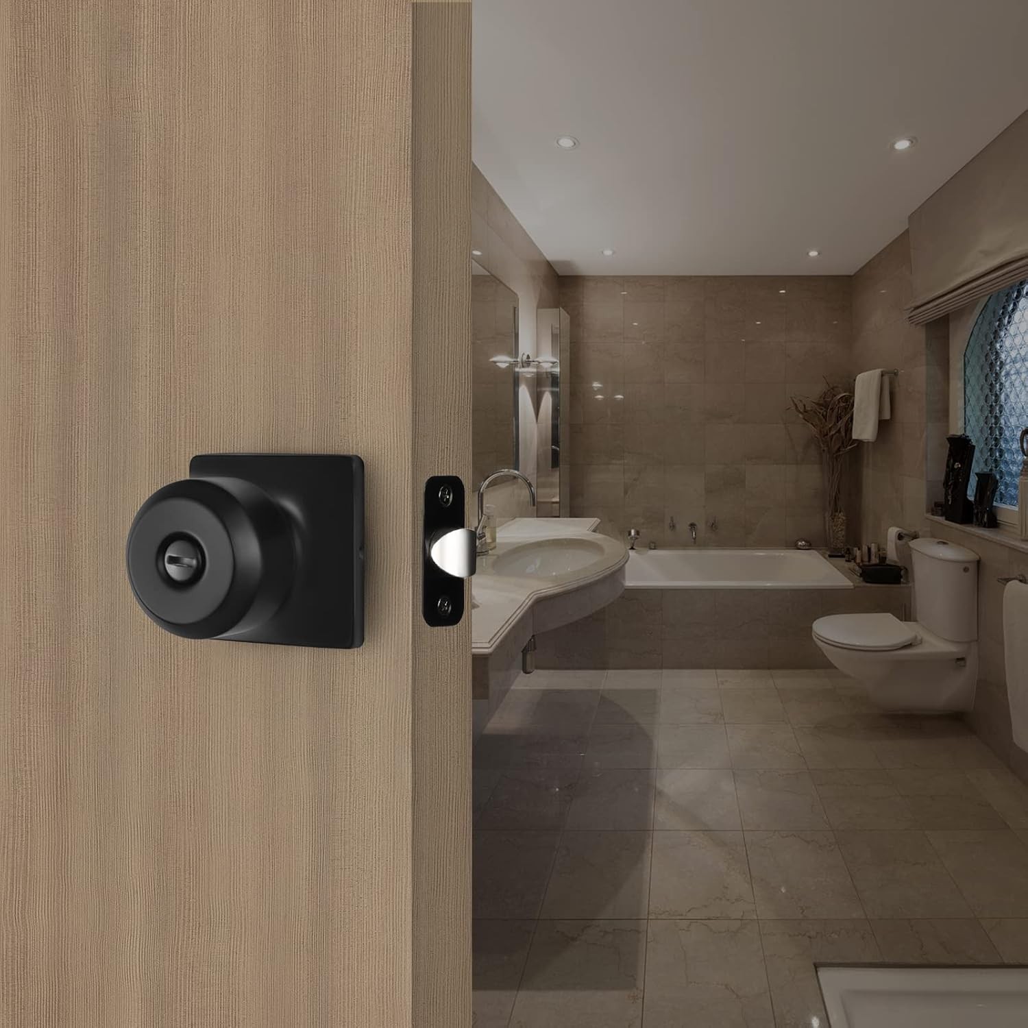 6 Pack Matte Black Door Knobs Interior, Privacy Interior Door Knob