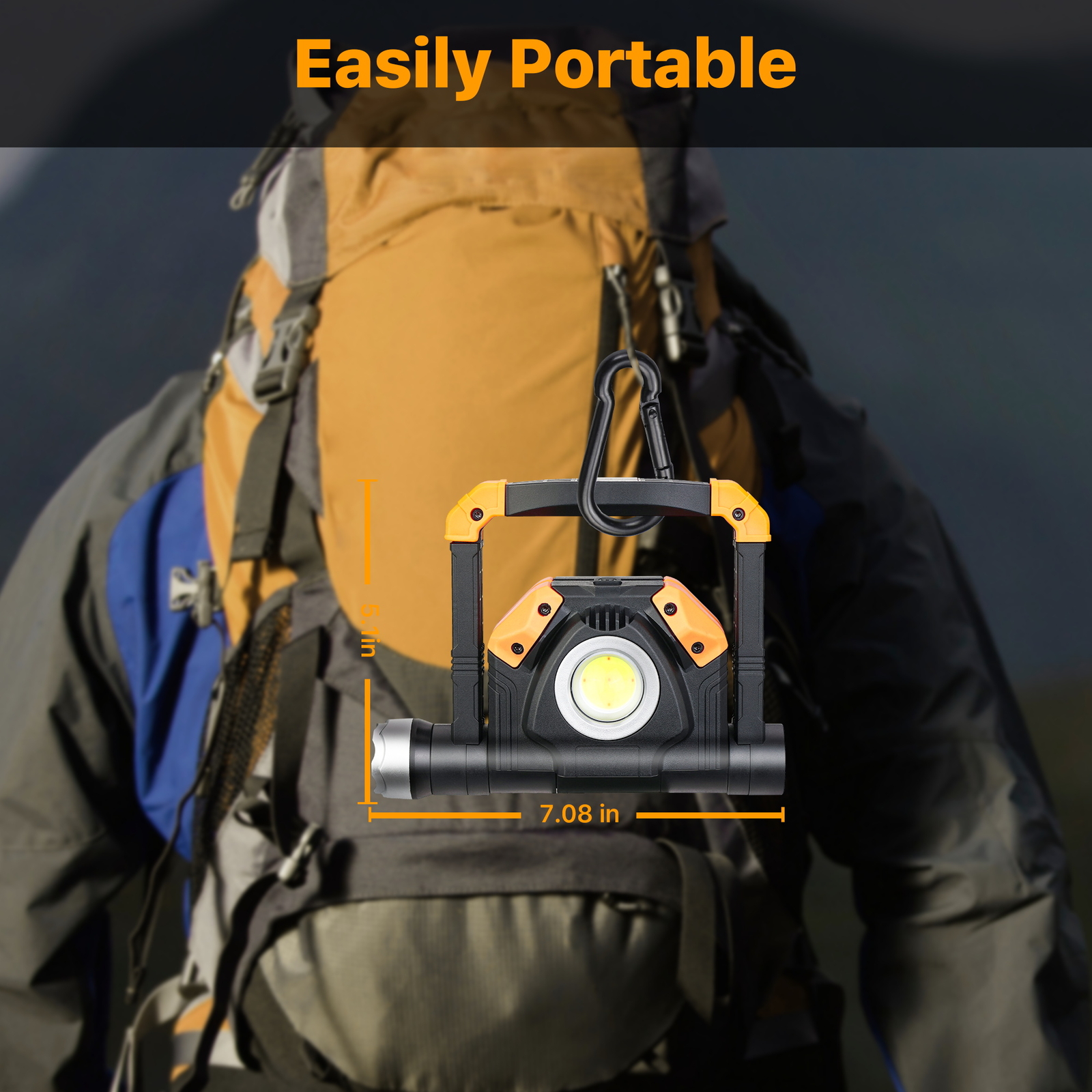 Waterproof Rechargeable Work Lights 360° Rotating Stand COB Flood Camp Light
