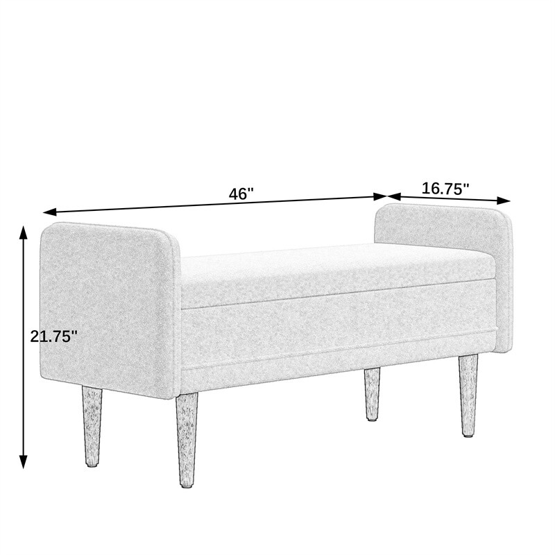 46in Modern Teddy Velvet Storage Stool with Storage for Apartments,Living Rooms