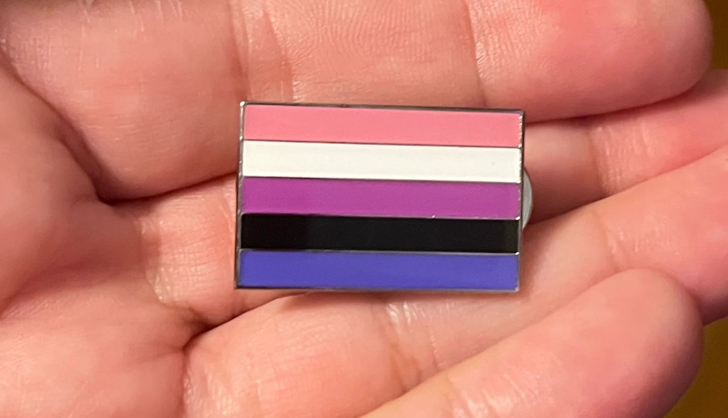 Genderfluid Flag Lapel Pin 1" - Silver