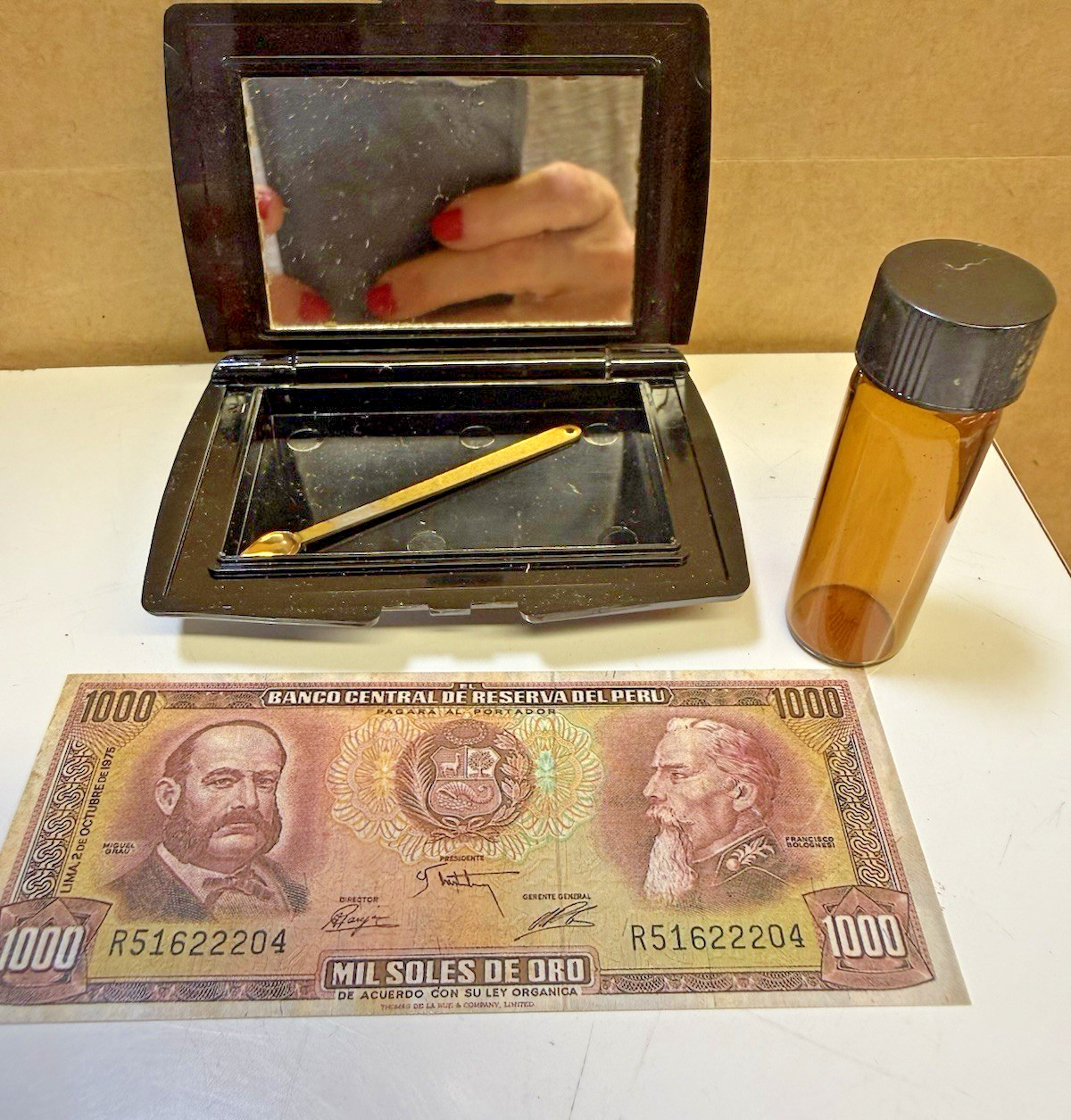Mini 4 Piece Snuff Kit Vtg Carry Case Travel Snort Sniff Tool Set Unused