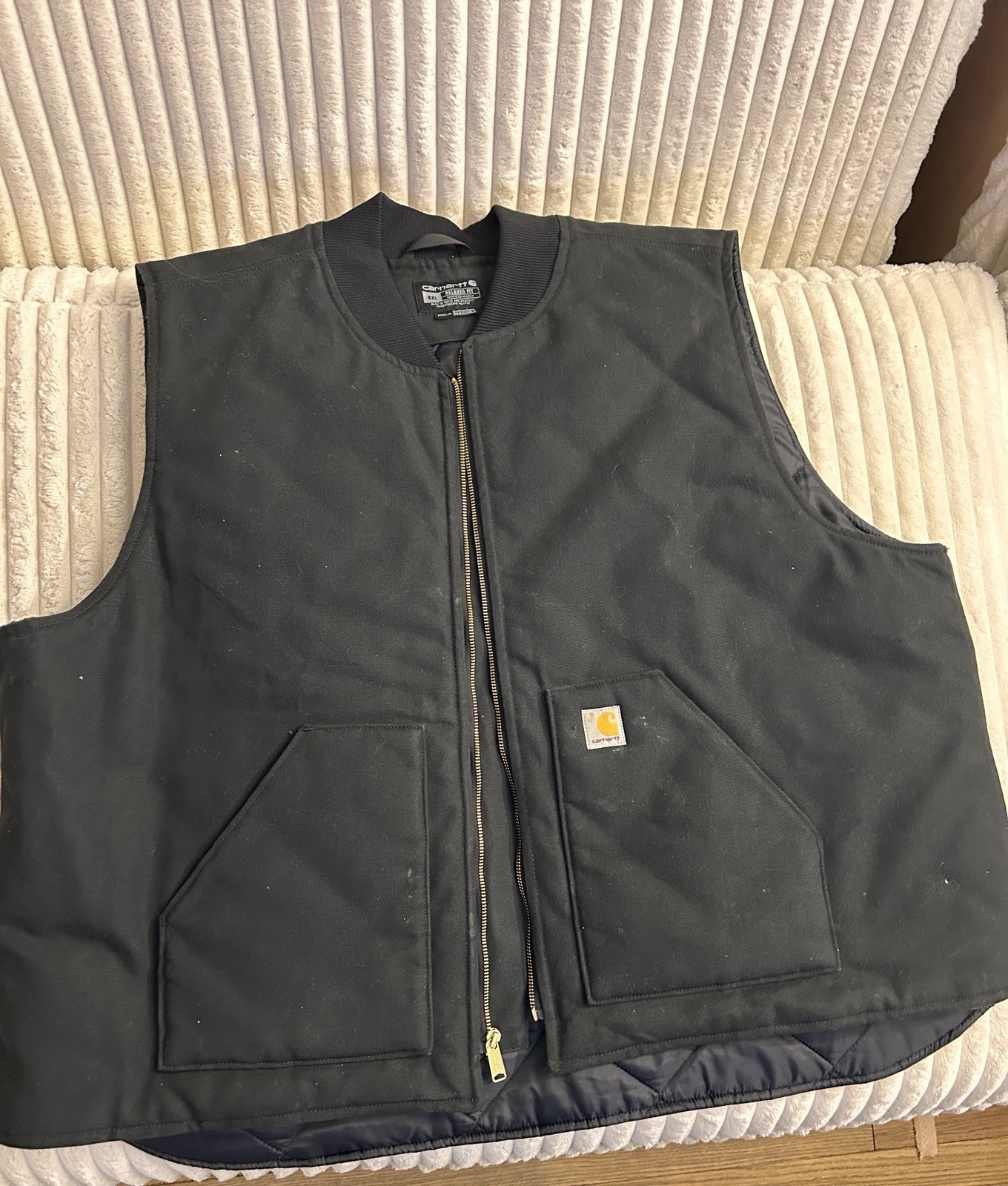 Carhartt Quilted Lined Canvas Vest Mens Size 4XL Black Workwear V01-BLK