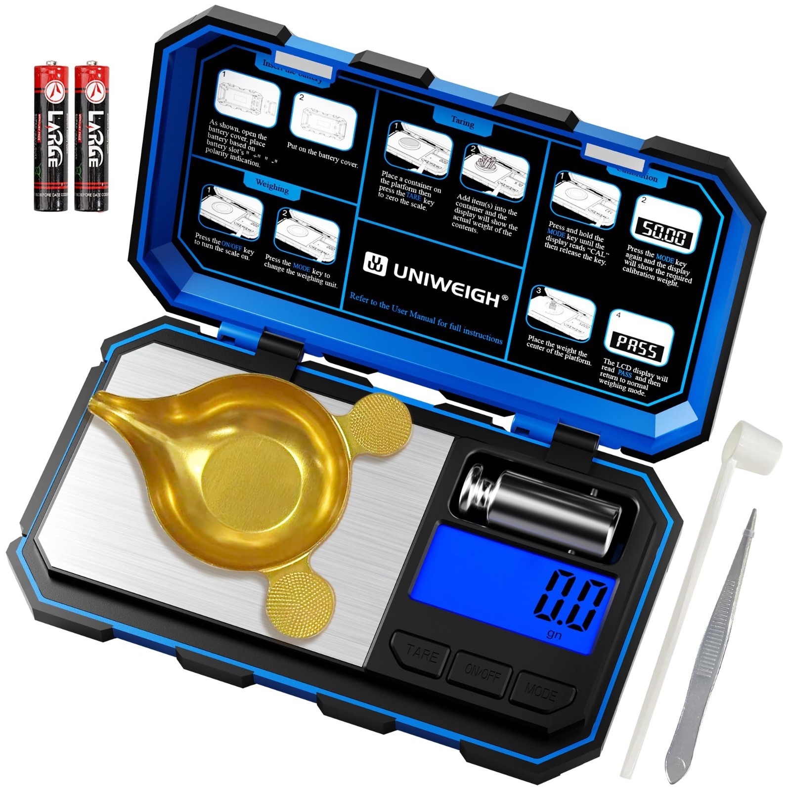 Precision Digital Reloading Scale 1500 Grains x 0.1gn - LCD Display, Tare, Calib