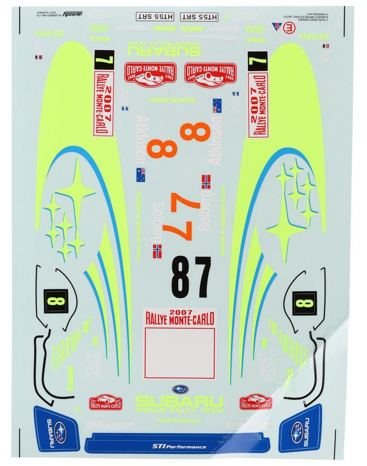 RC 1/10 Decals SUBARU IMPREZA 2007 WRC Sticker Sheet (1 Sheet) #48763