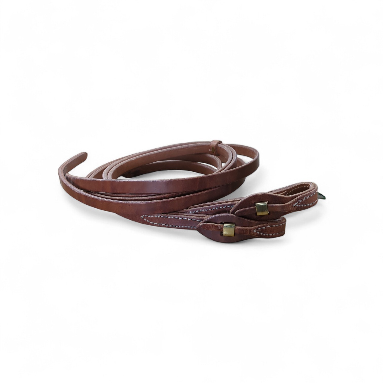 Berlin Quick Change Reins 3/4" x 8' Hermann Oak Harness Leather Brass Loop