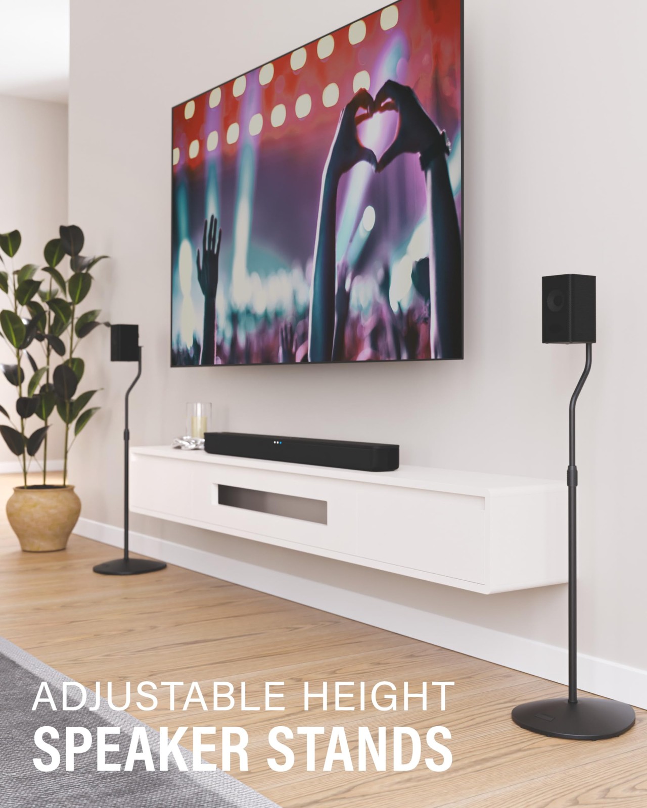 SANUS Adjustable Speaker Stands, Pair, 10 Height Adjustment, Universal Fit