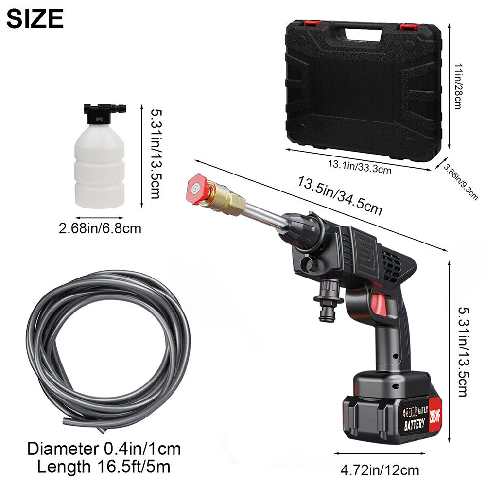Portable Cordless Electric High Pressure Water Spray Gun Car Washer Cleaner Tool