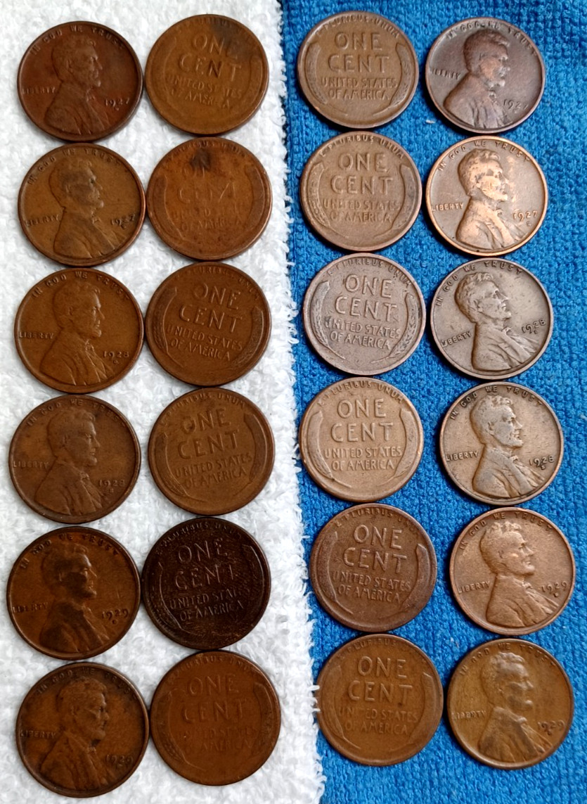 1927S 1928S 1929S + 27D,28D,29D-6 Wheat Cents Avg/Circ-Fil-A-Spot-SEE DESC Lot57