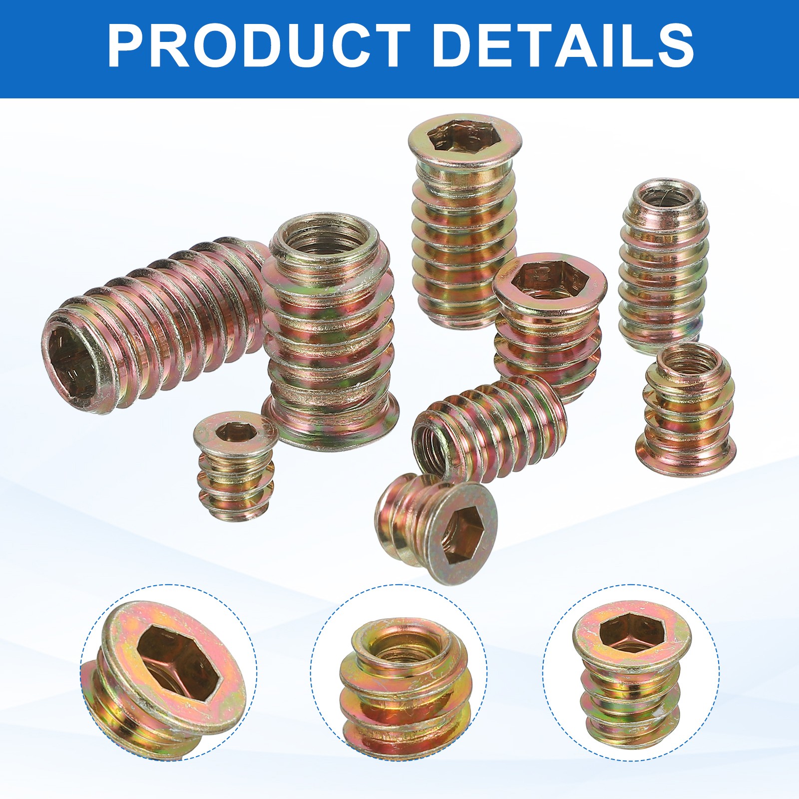 18Pcs Threaded Inserts Nuts, M10x25mm Hex Socket Drive Nut Inserts for Wood
