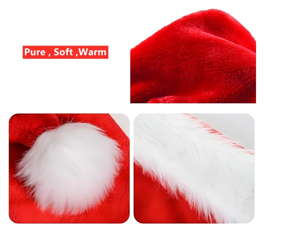 2Pack Red Christmas Hats, Adults Velvet Comfort Extra Thicken Santa Xmas Hats...