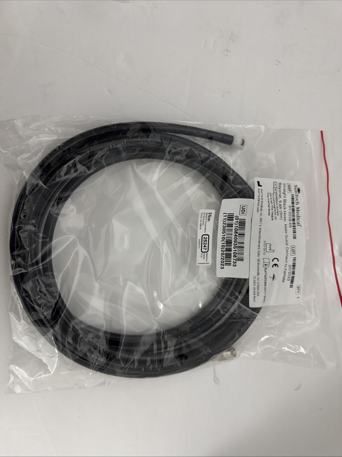Masimo SunTech NIBP Hose 3 Meter with Male Quick Connect REF 91-0028-69