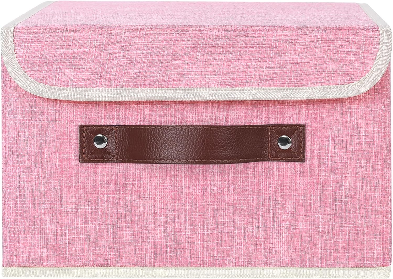 Storage Bin with Lid Storage Boxes with PU Leather Handles PP Plastic Board