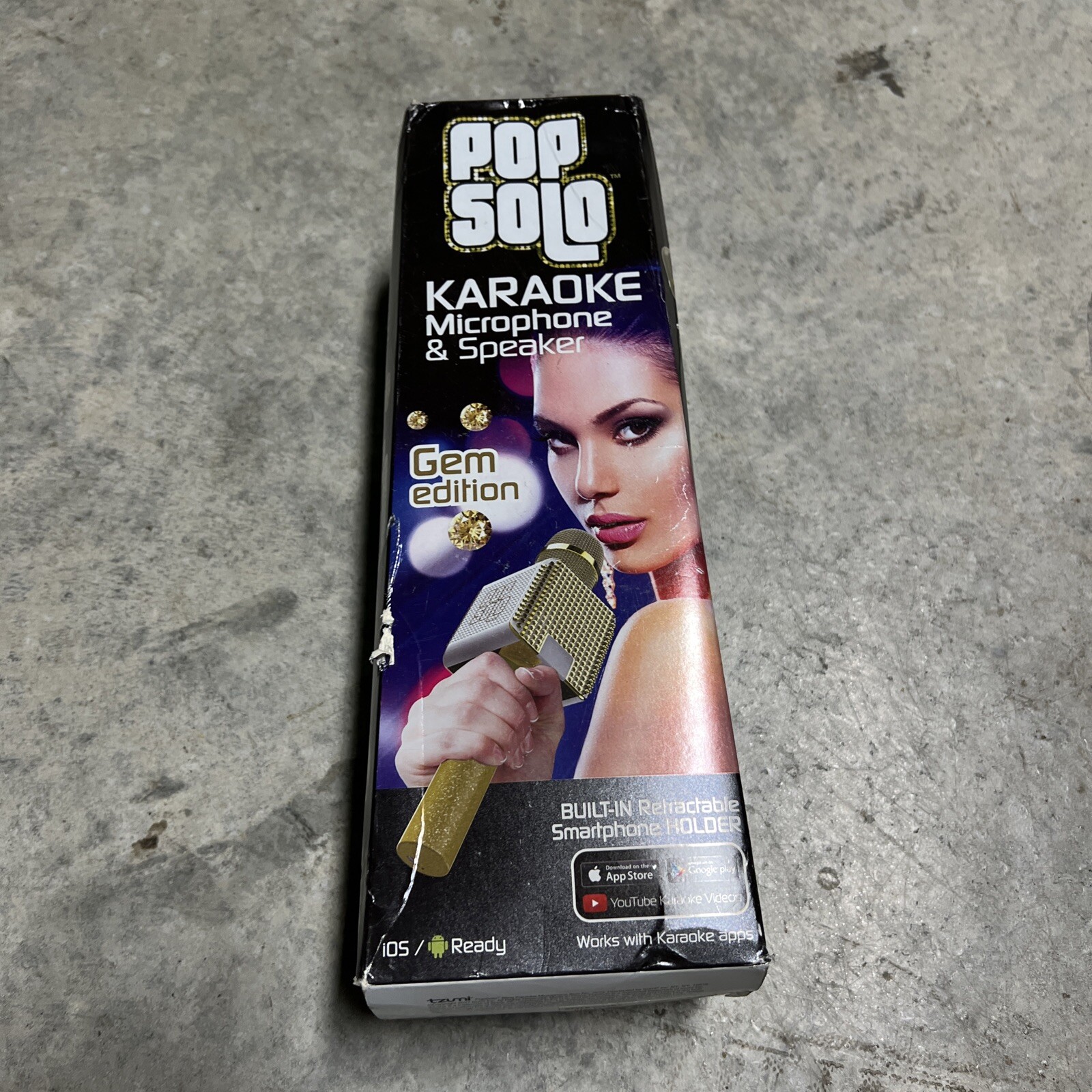 Tzumi PopSolo Gem Edition by Professional Bluetooth Karaoke Microphone Gold New