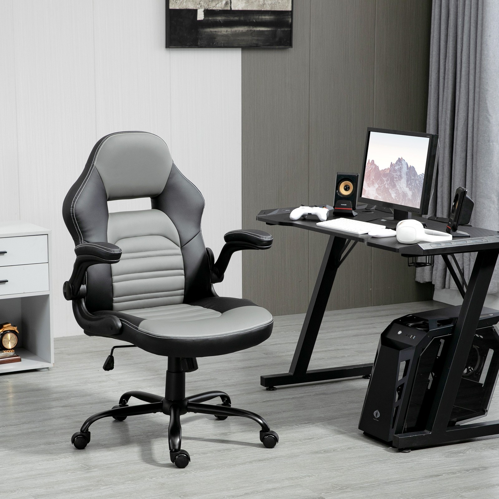 Ergonomic Racing Gamer Seat with Breathable Sponge Padded Seat and Armrest