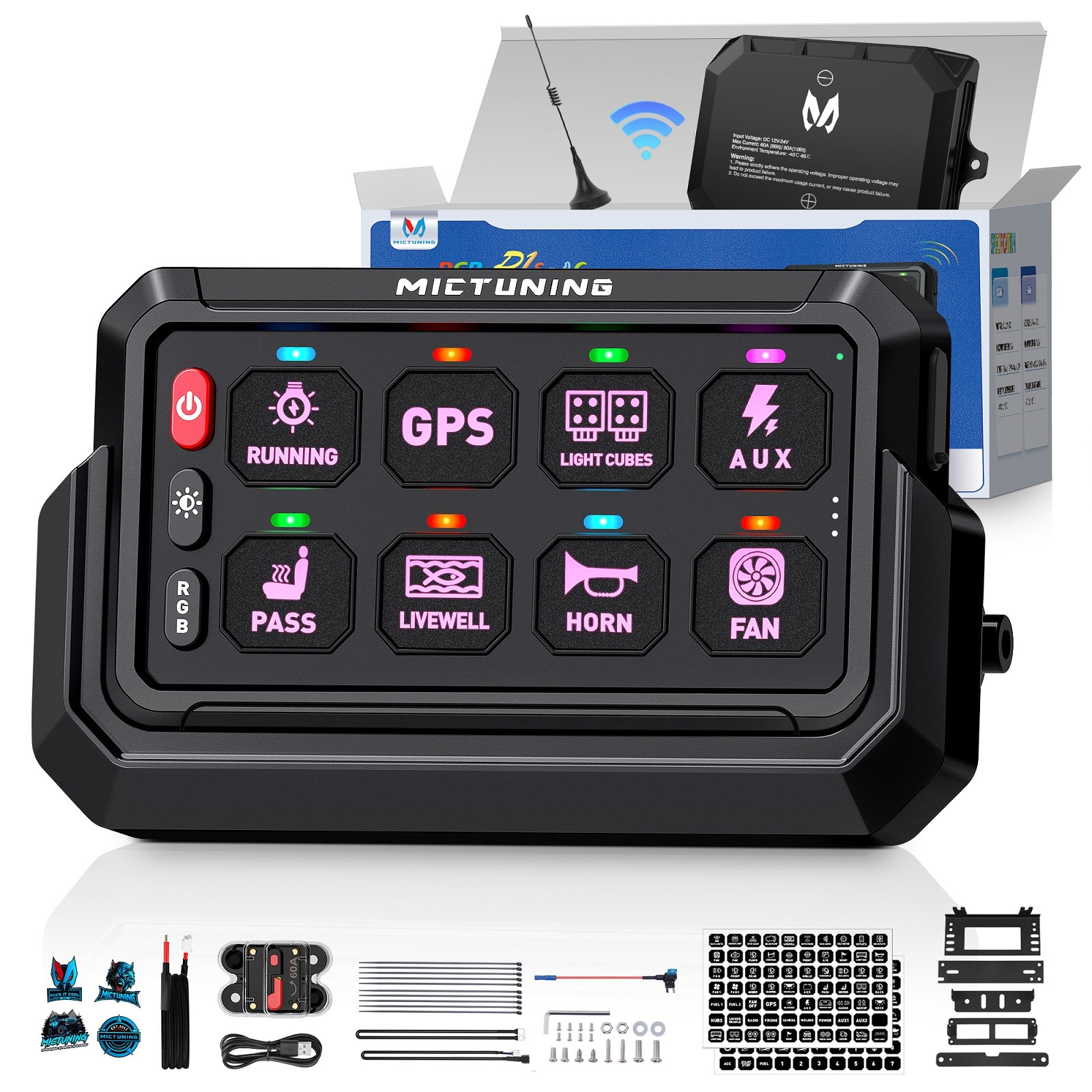 Universal Wireless Switch Panel Momentary/Toggle Auxiliary Circuit Relay System