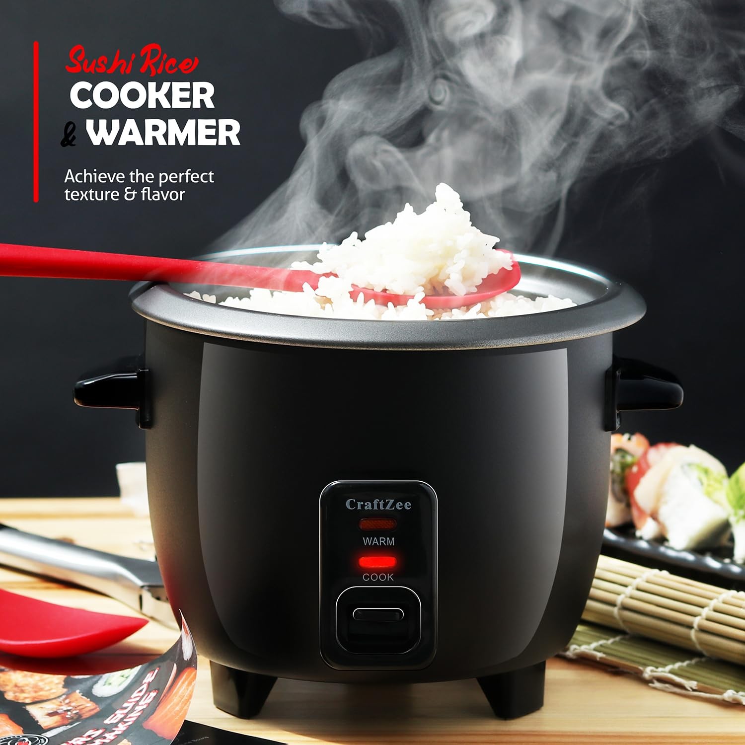 CraftZee Sushi Making Kit - Complete Maker with Bazooka Red/Black
