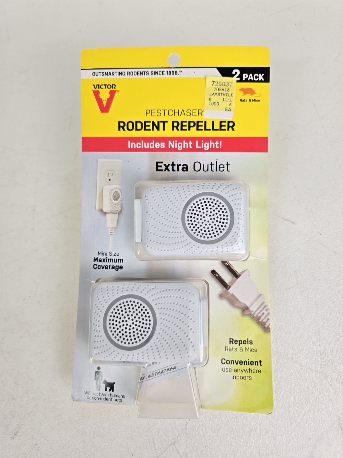 Victor Pestchaser M752PS Rodent Repeller with Night Light 2 Pack - New Sealed