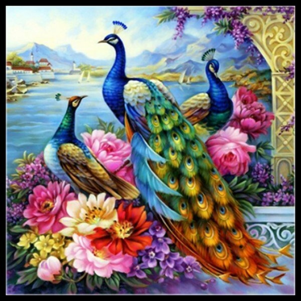 Beautiful Peacocks 3 - DIY Chart Counted Cross Stitch Patterns Needlework DMC