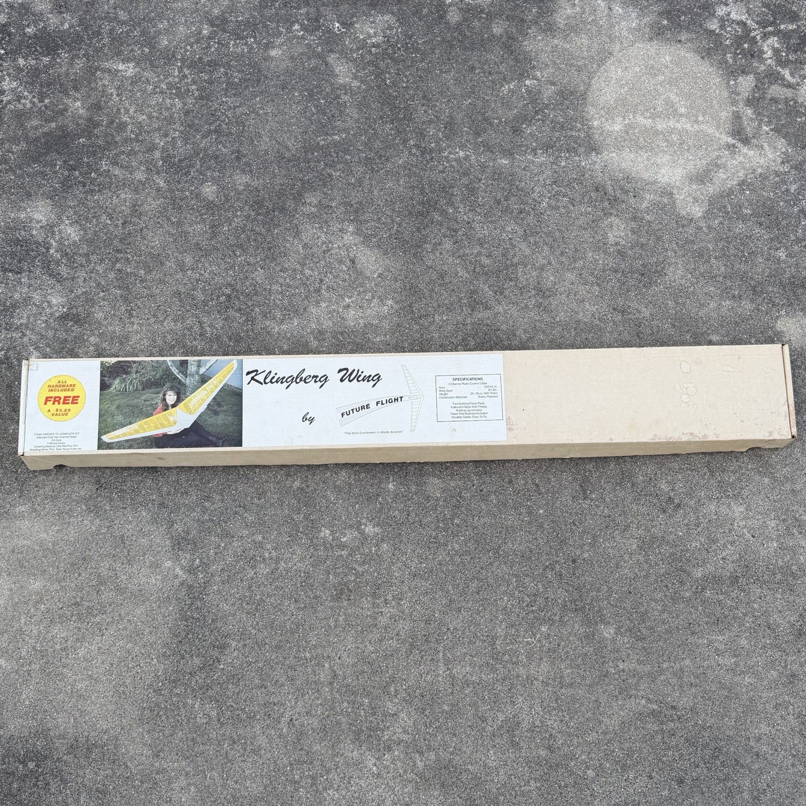 Vintage Original Future Flight Klingberg Wing RC Glider 78" Wingspan, INCOMPLETE