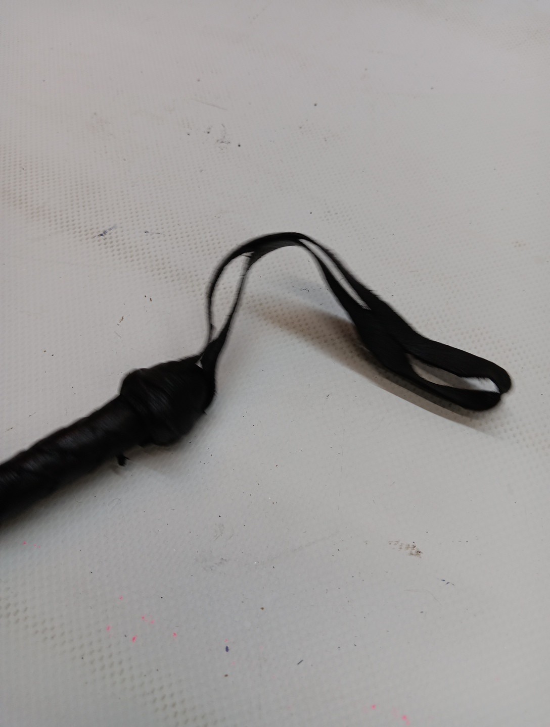 26" Black Leather Riding Crop With Wrist Strap
