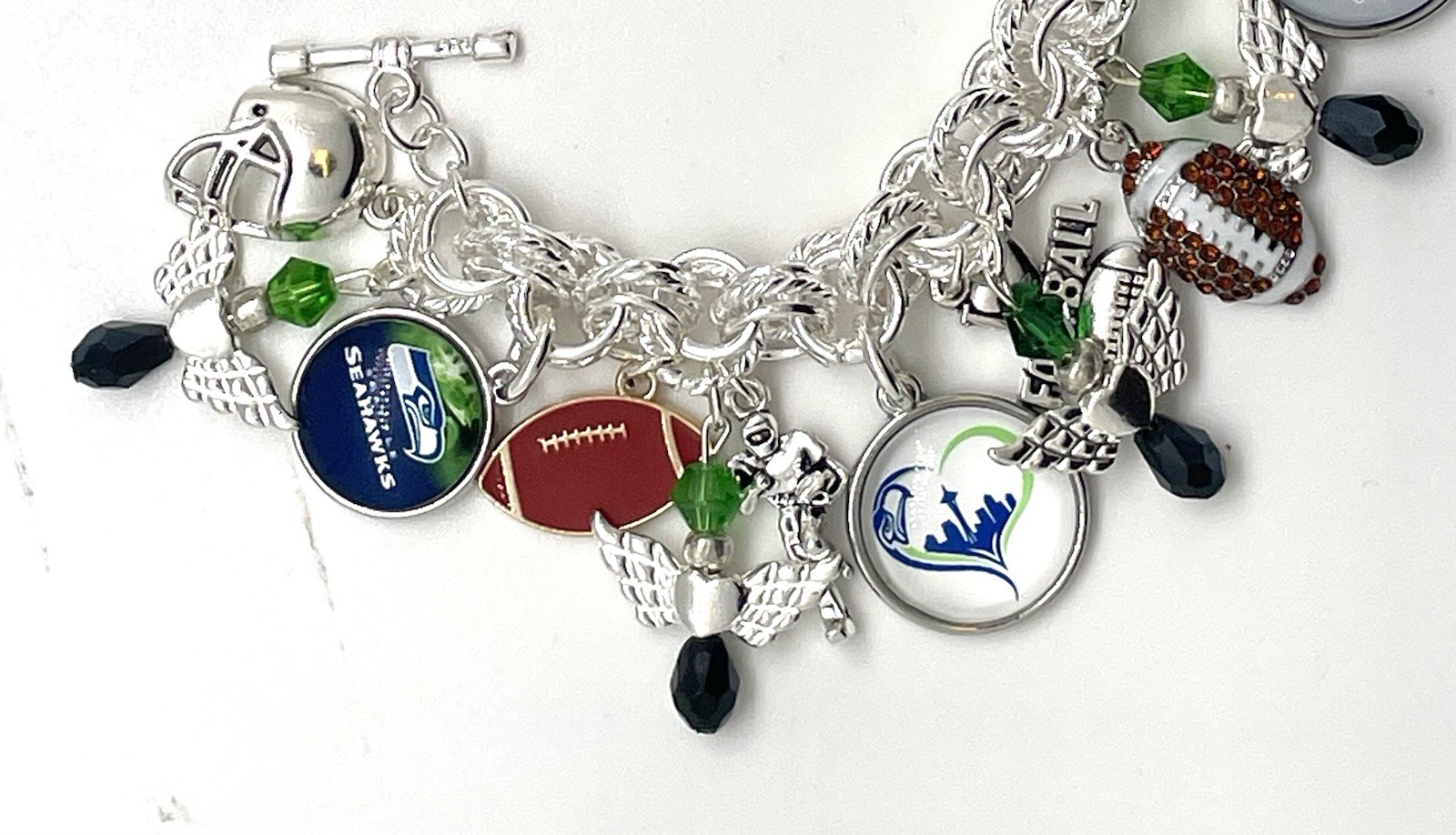 Seattle Seahawks NEW iTEM Premium Custom Made Charm Bracelet. FREE SHIPPING.