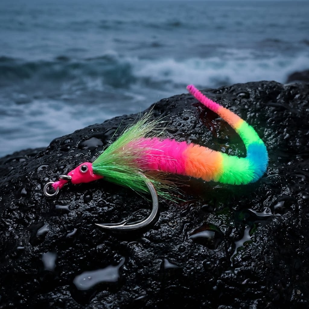 Long Tail Glow in Dark Fishing Hook with Vibrant Colors and 3D Fish Eye