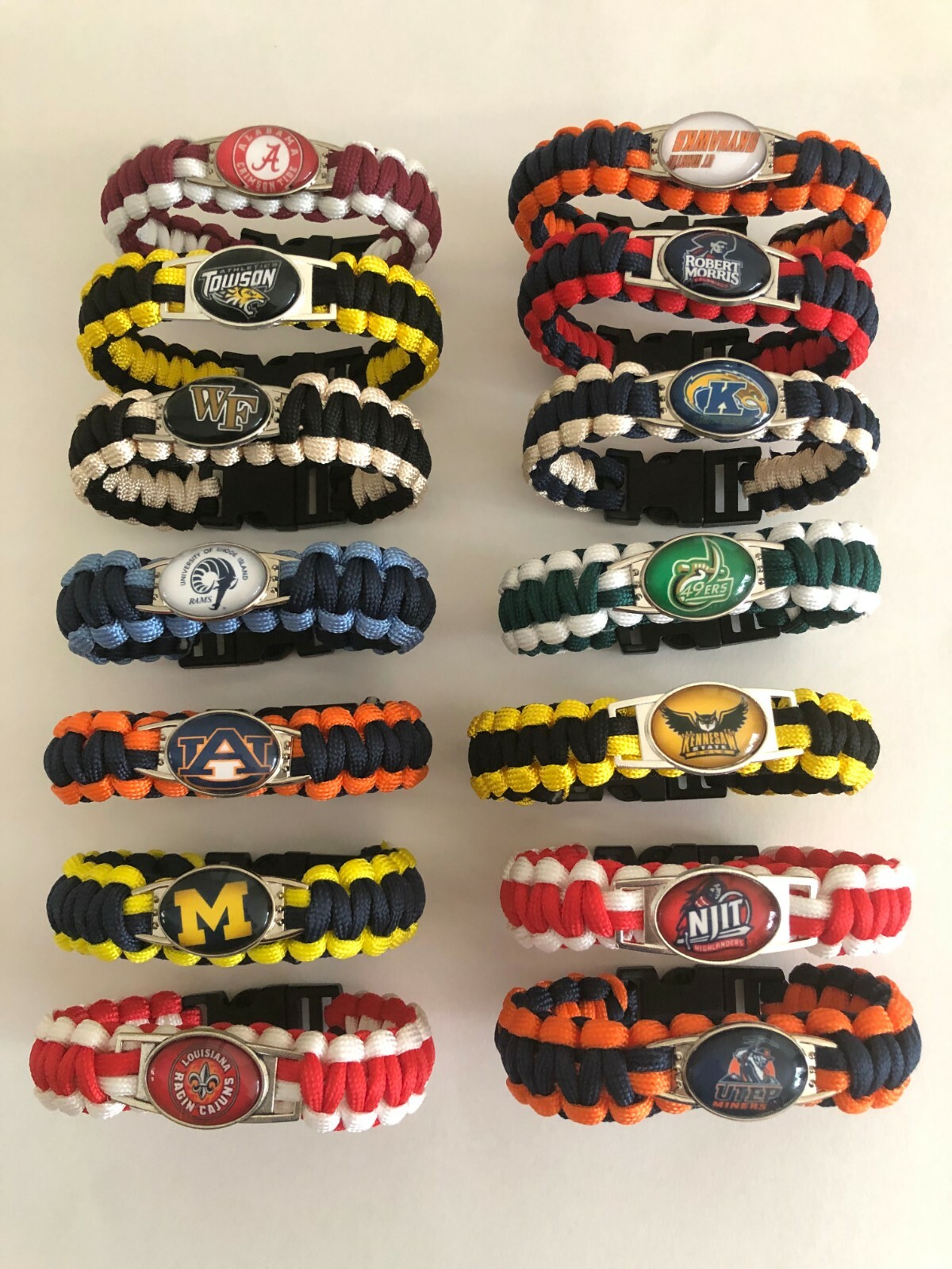 College Football Team * Paracord Survival Bracelets Sports Bracelet NCAA Team 9'