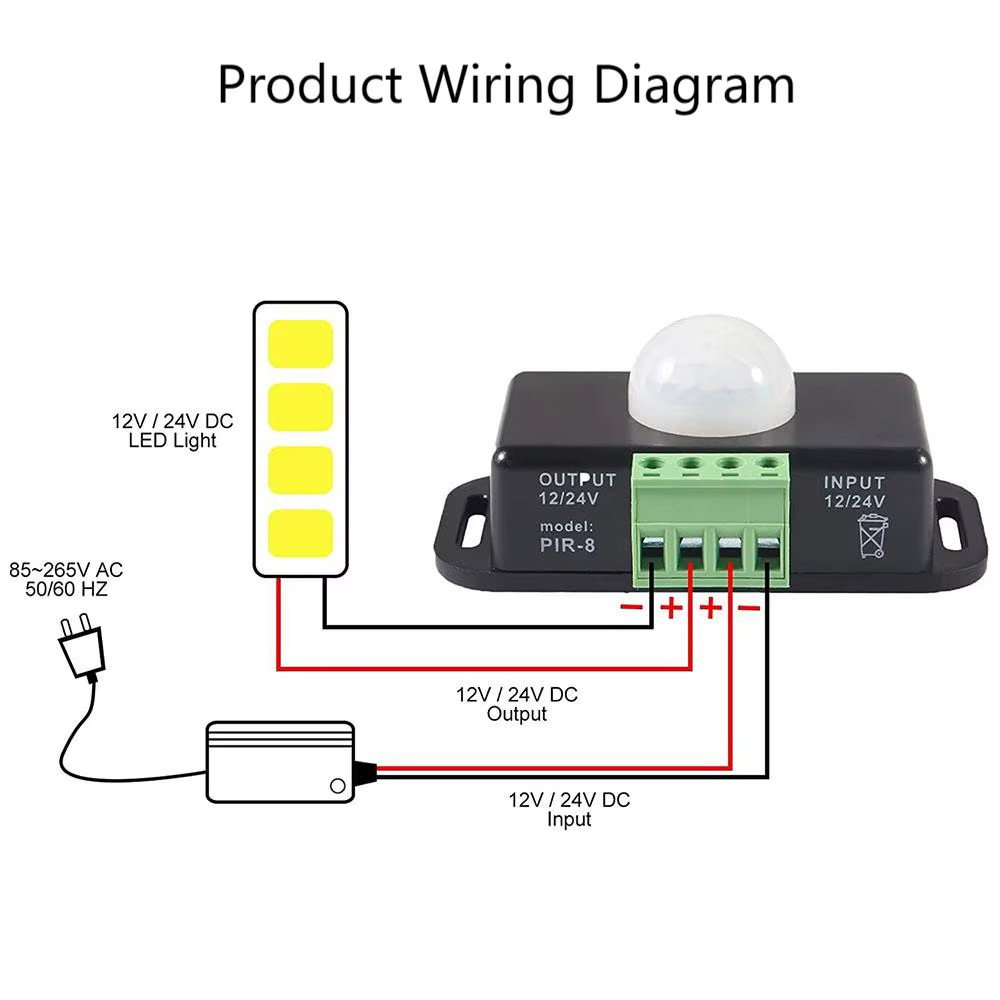 12V-24V Automatic Infrared PIR Motion Sensor Detector Switch for LED Strip Light