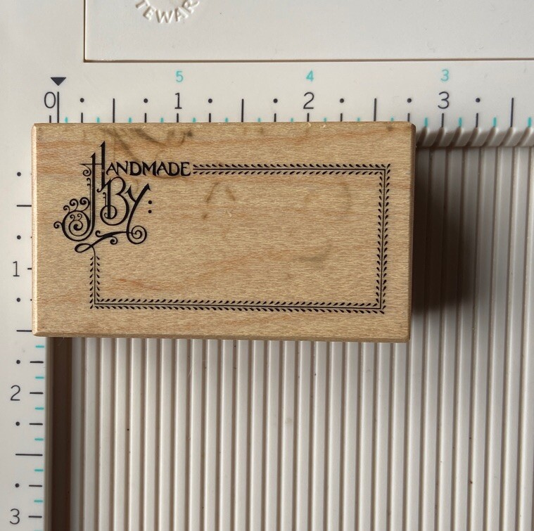 PSX rubber stamp whimsical font “Handmade By”