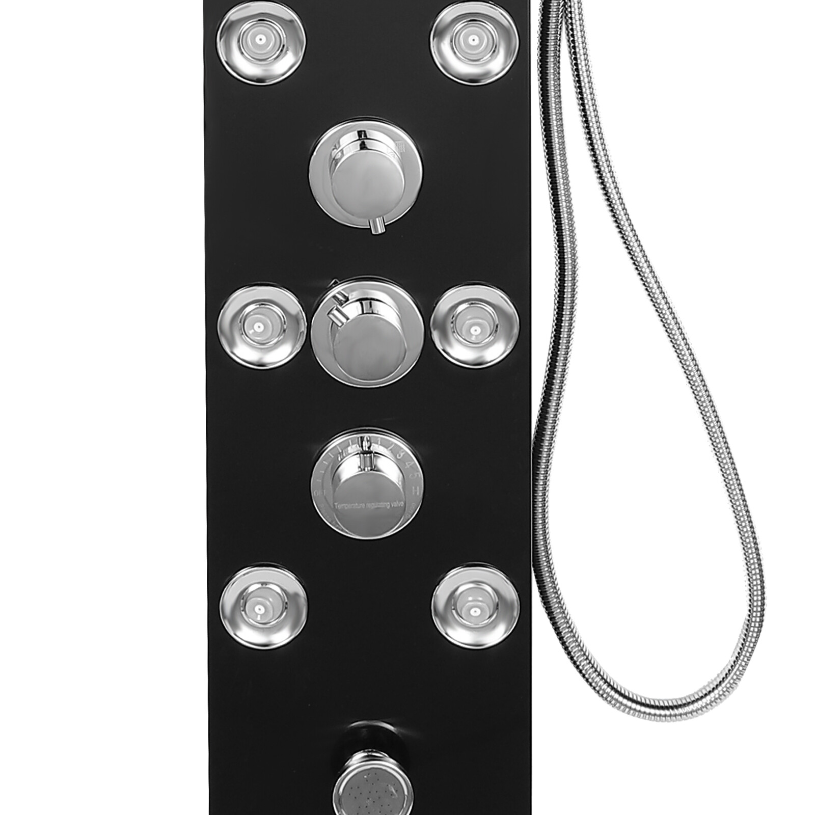 Hydroelectricity Display Rain Massage Full Body Shower System with Jets Black