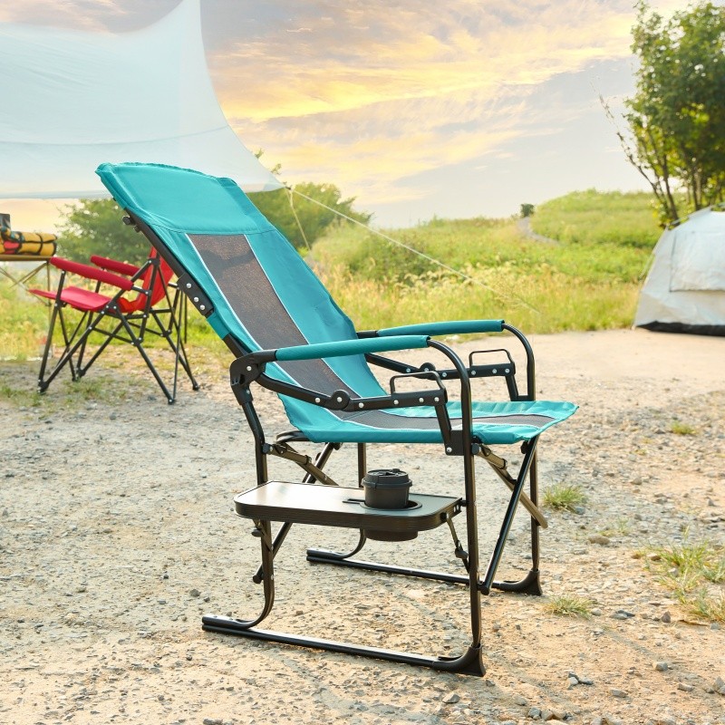 Camping Directors Chair, Blue Portable Folding Beach for Fishing Picnic Lawn