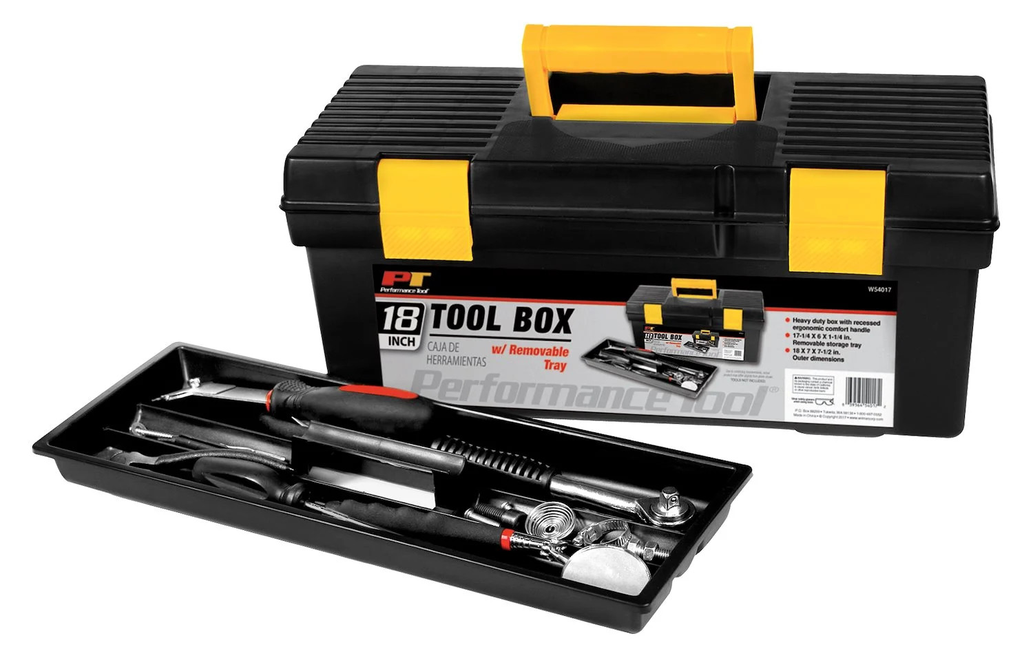 W54017 Heavy duty box with recessed ergonomic comfort handle 17-1/4 x 6 x 1
