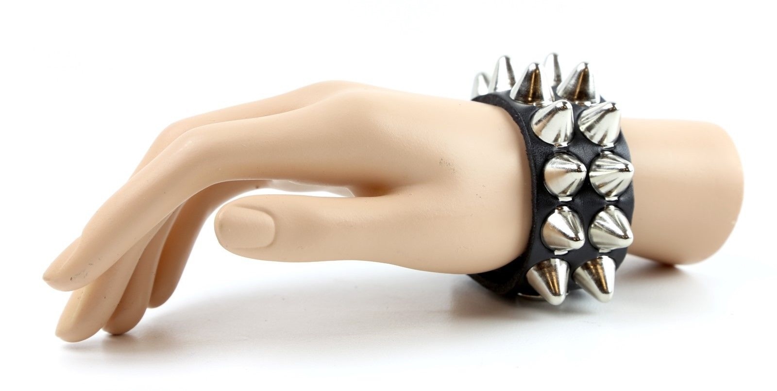 UK77 Conehead Stud Gothic Punk Deathrock Thrash Metal Leather Cuff Bracelet