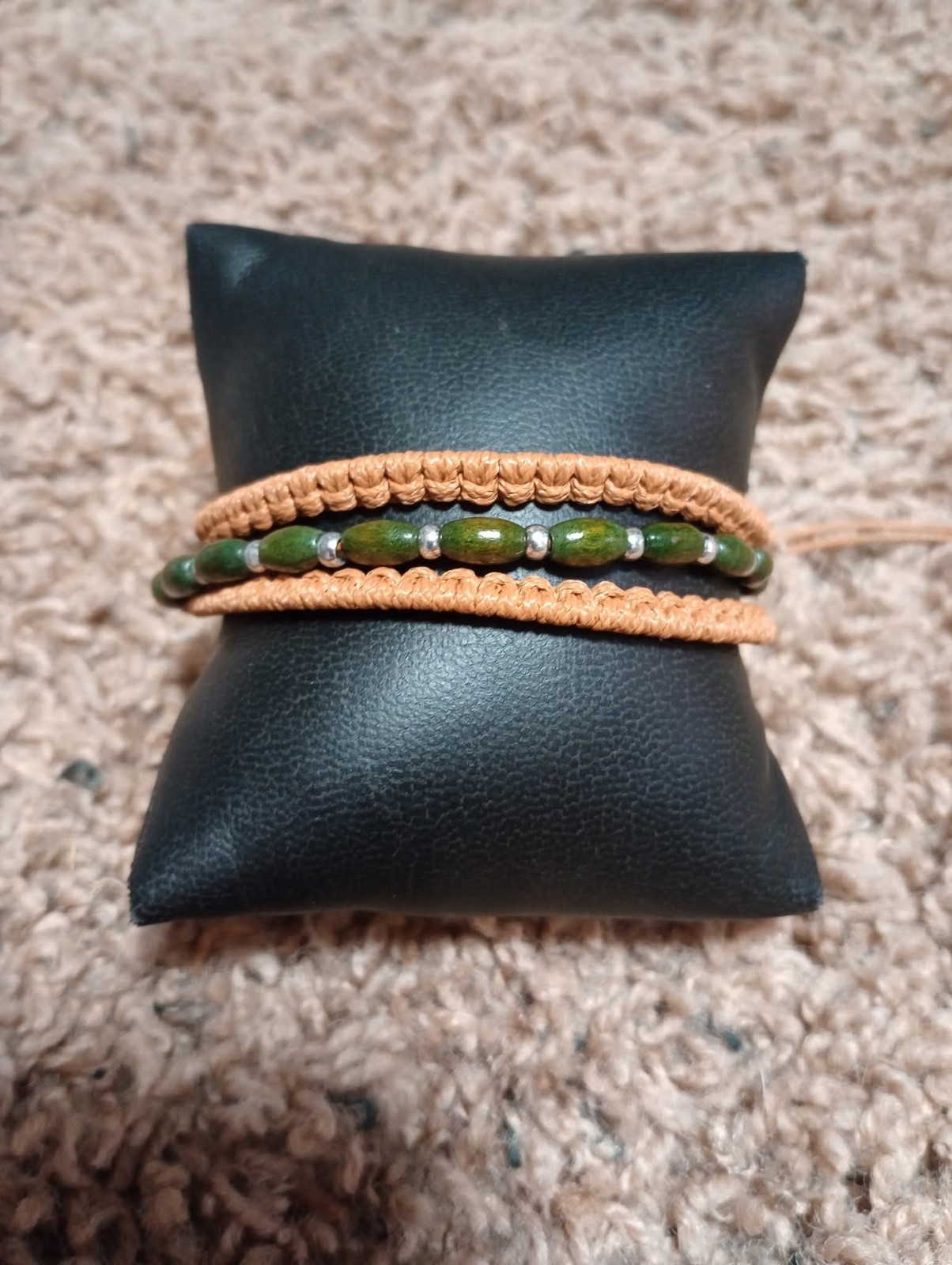 Paparazzi Green & Silver Beaded Pull String Closure Bracelet