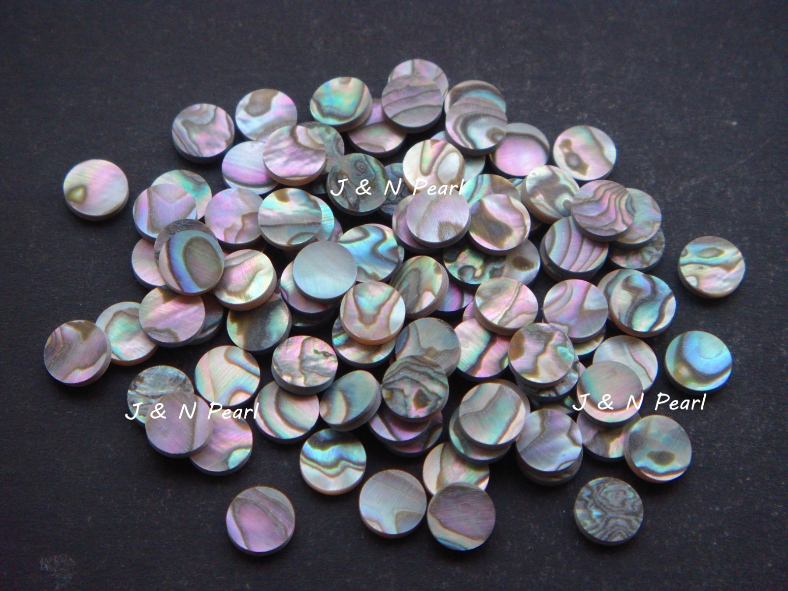 JNNPEARL 100+5pcs 6.35mm Green Abalone Dots for Fretboard Guitar,1.3mm Thick