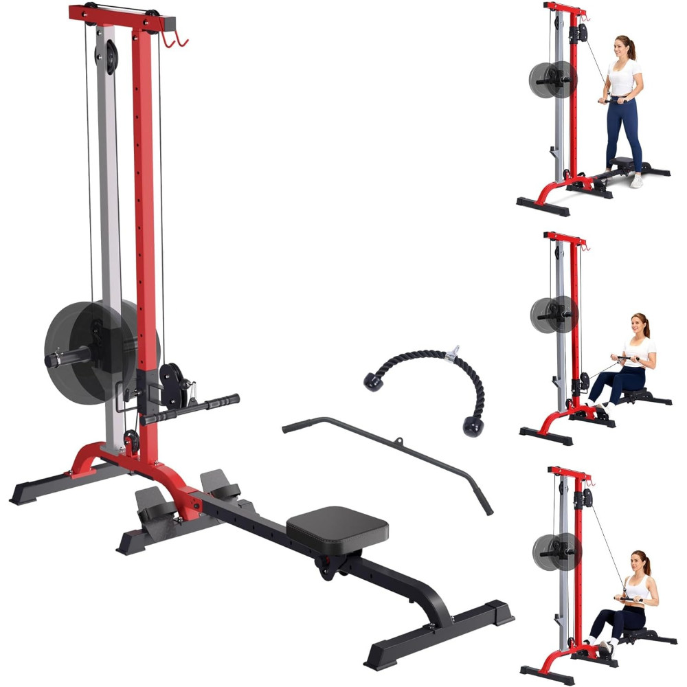 Multi Function Lat Pulldown Machine W/ Row & Leg Support Tricep Workout for Gym